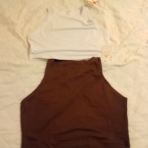 Cyanstyle Women's 2 Piece Tank Tops Sleeveless Halter Neck Raceback Double Lined